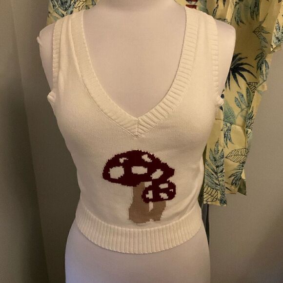 Hollister Mushroom Vest, Tank, Top, Sweater. Small. White - Picture 5 of 10